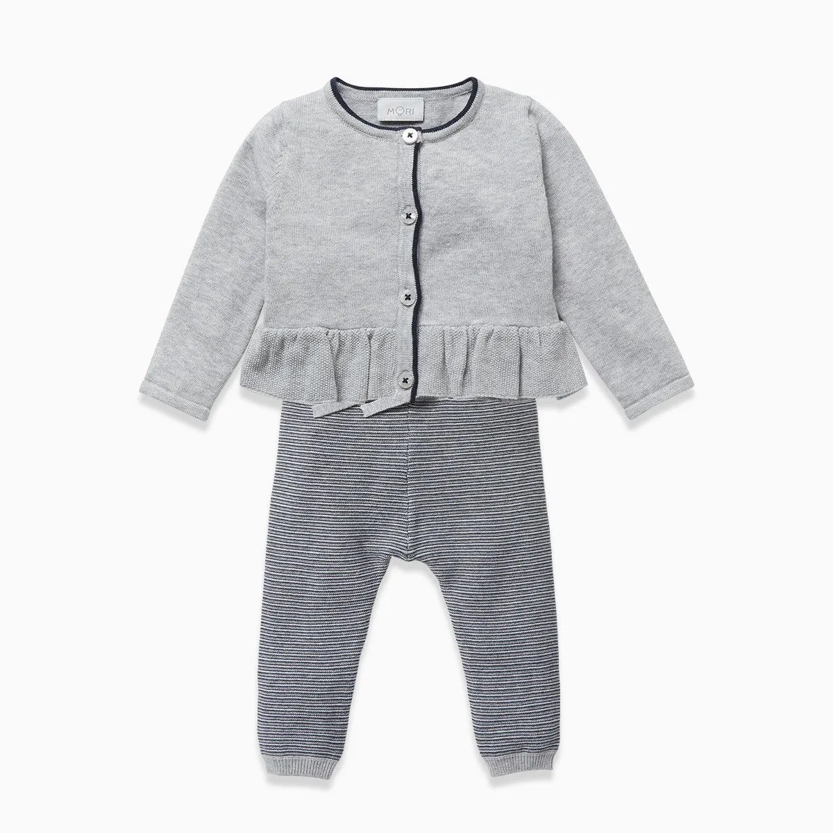 Silver Ruffle Cardigan & Joggers Set