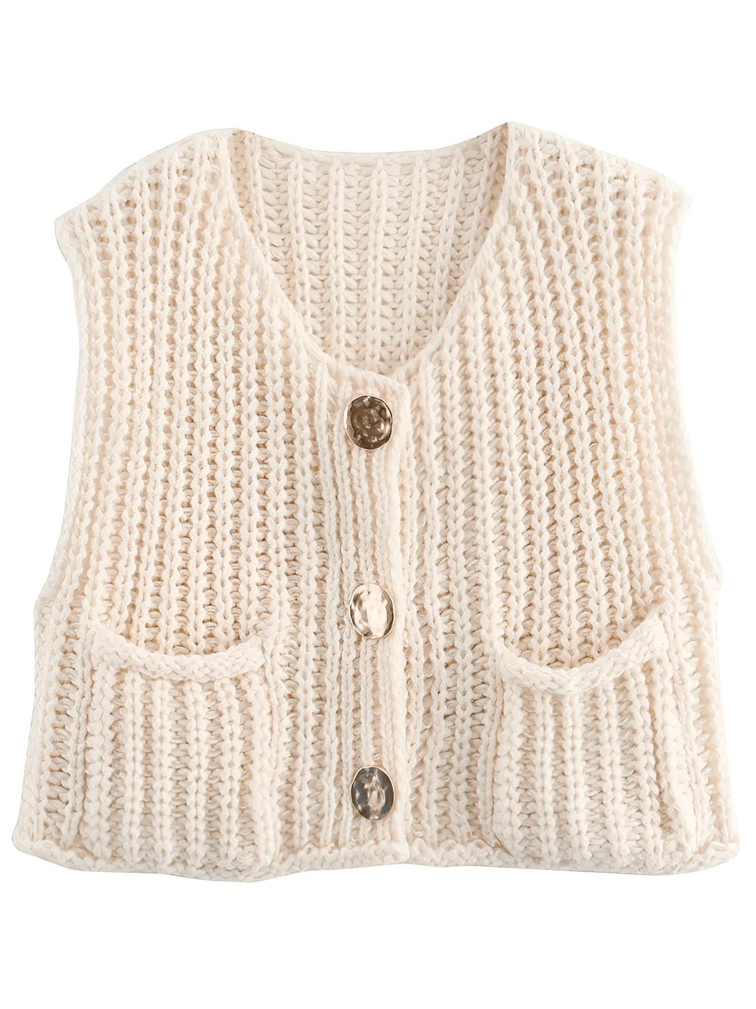 Sleeveless Crop Sweater Vest Solid Loose Casual Sweater Vest Cable Knit Sweater Vest For Women