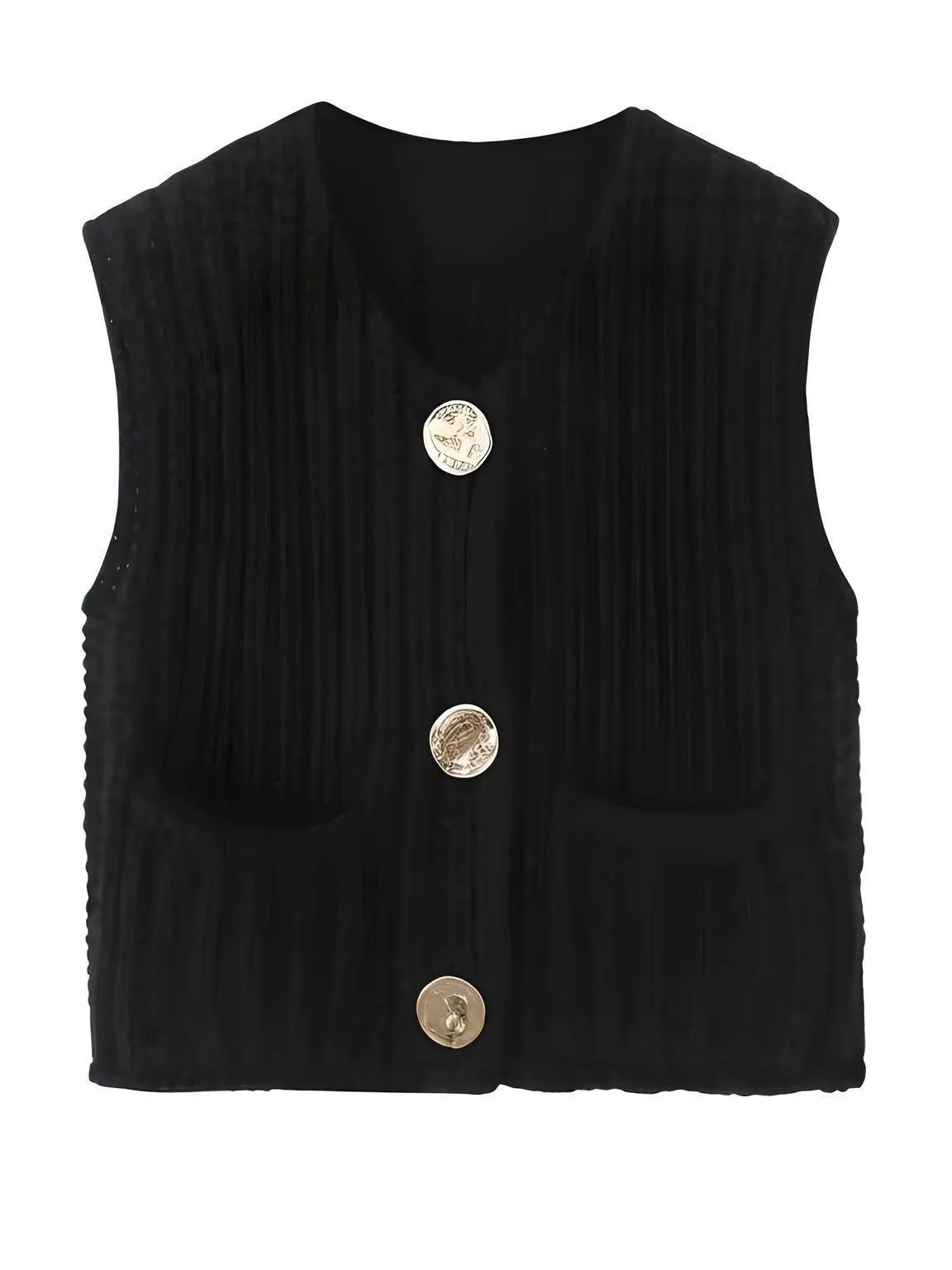 Sleeveless Crop Sweater Vest Solid Loose Casual Sweater Vest Cable Knit Sweater Vest For Women