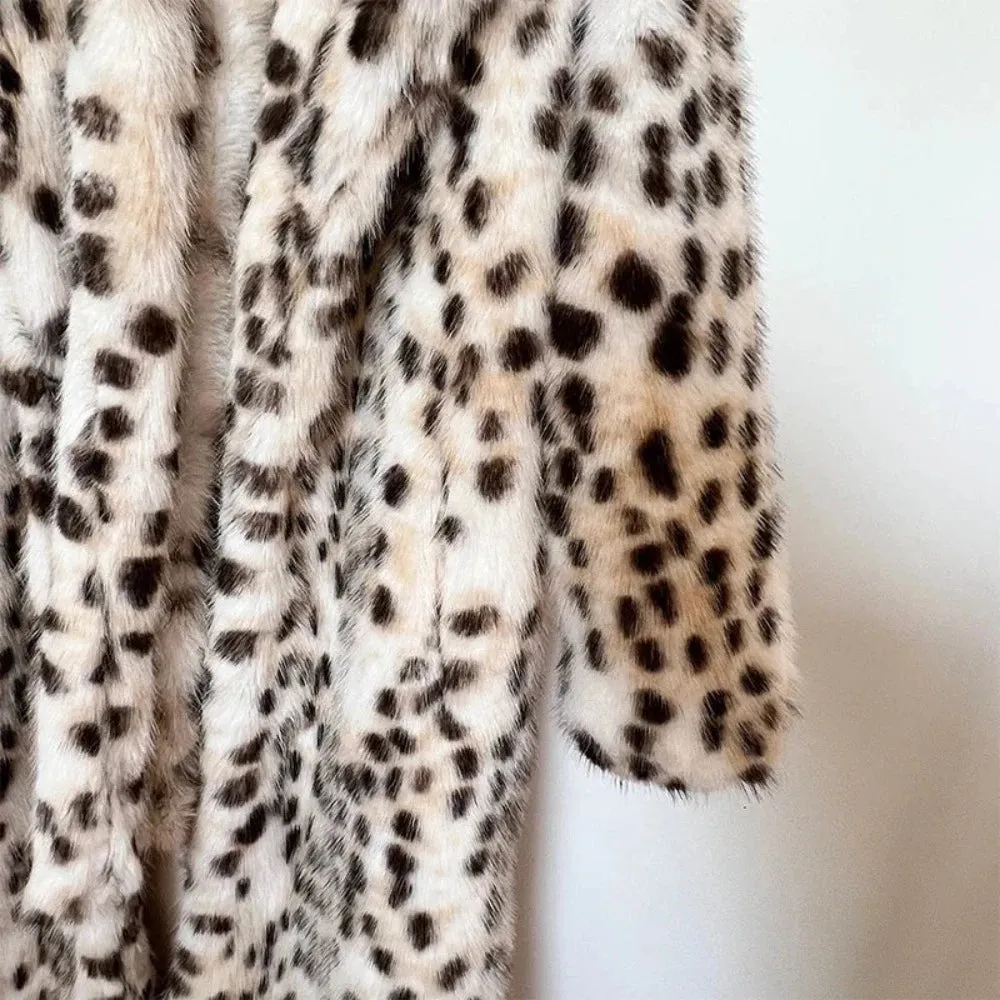 Snow Leopard Style Faux Fur Coat