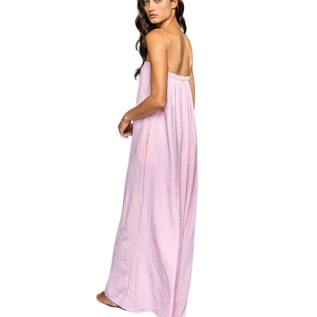 Strapless Flowy Jumpsuit - Pink