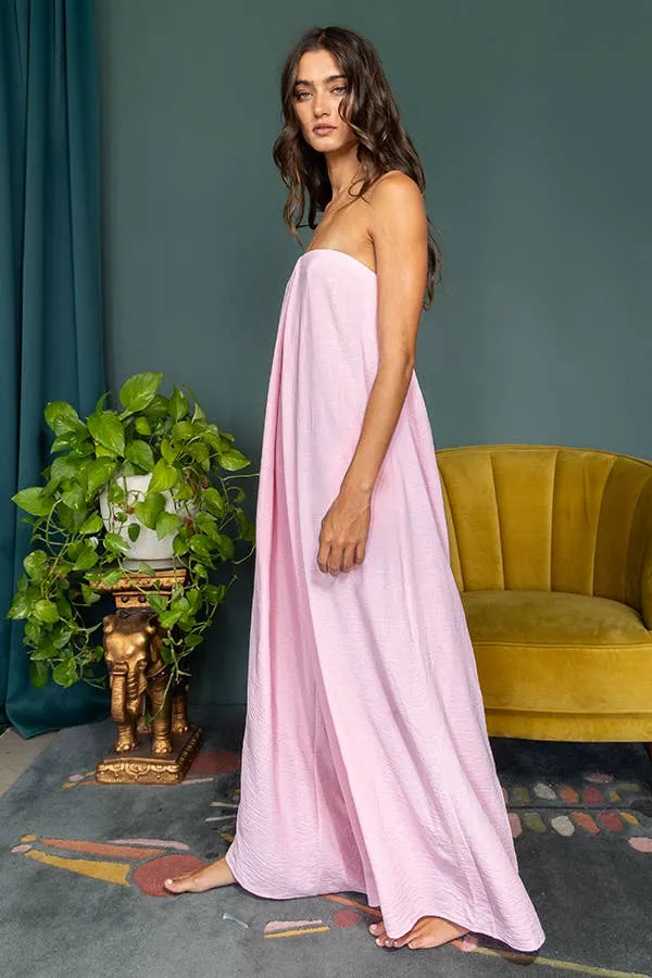 Strapless Flowy Jumpsuit - Pink