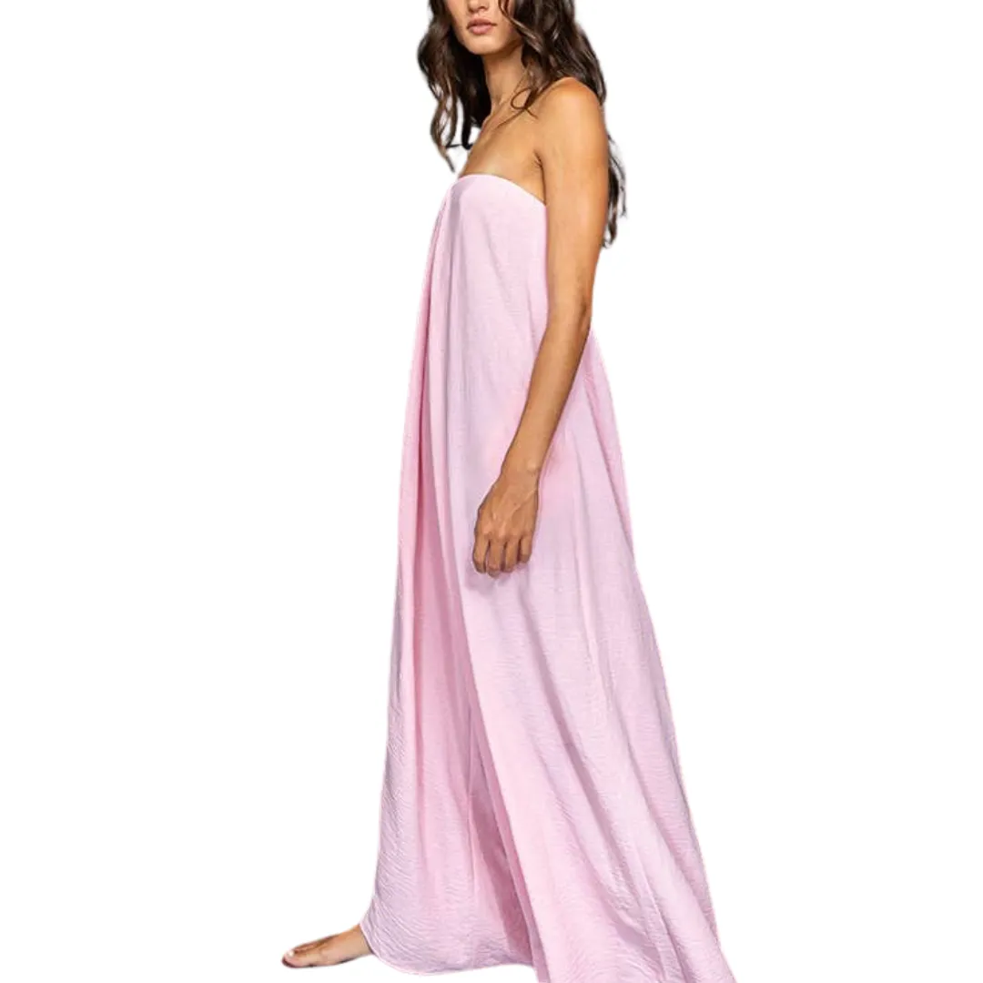 Strapless Flowy Jumpsuit - Pink