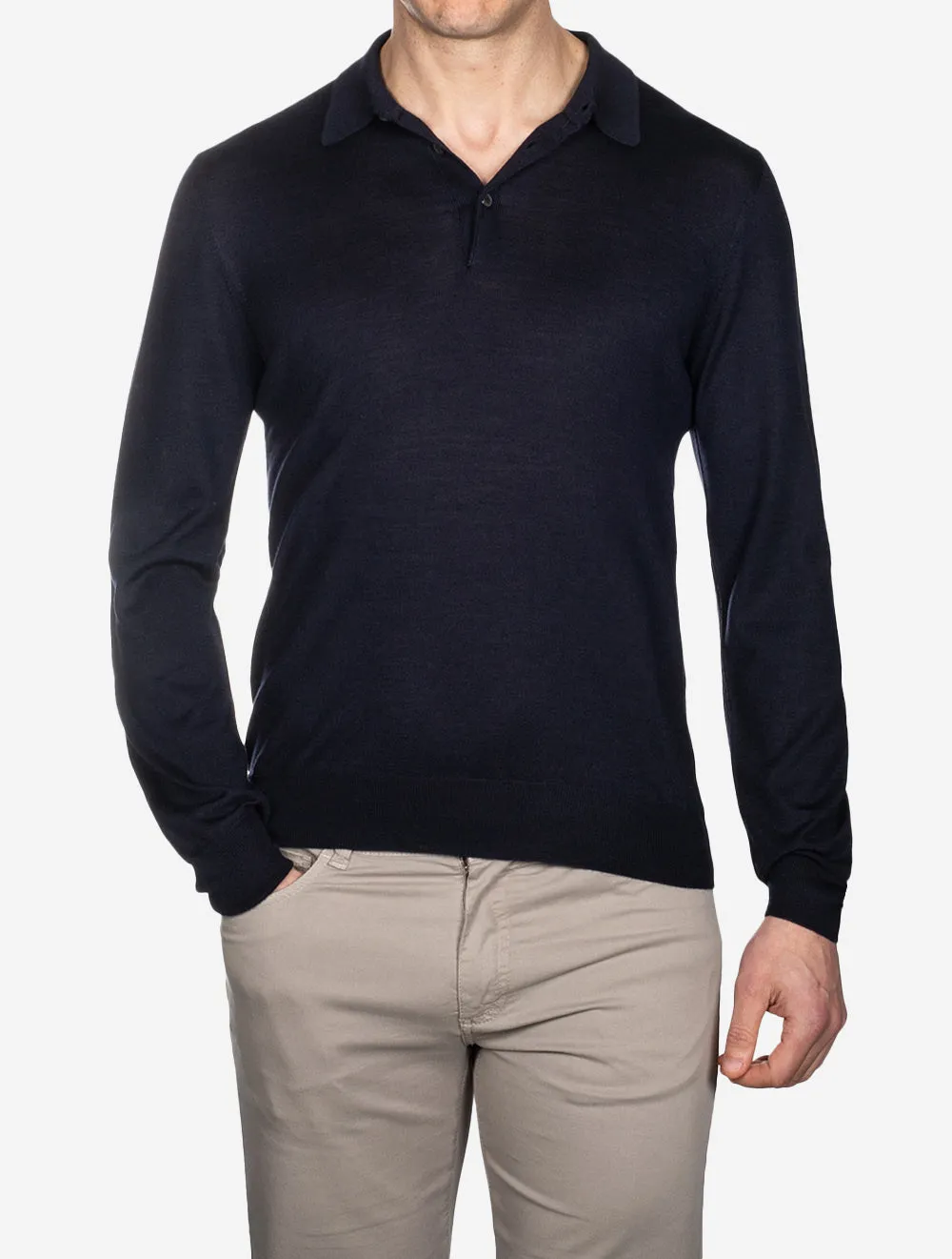 Tennis Polo Long Sleeve Navy