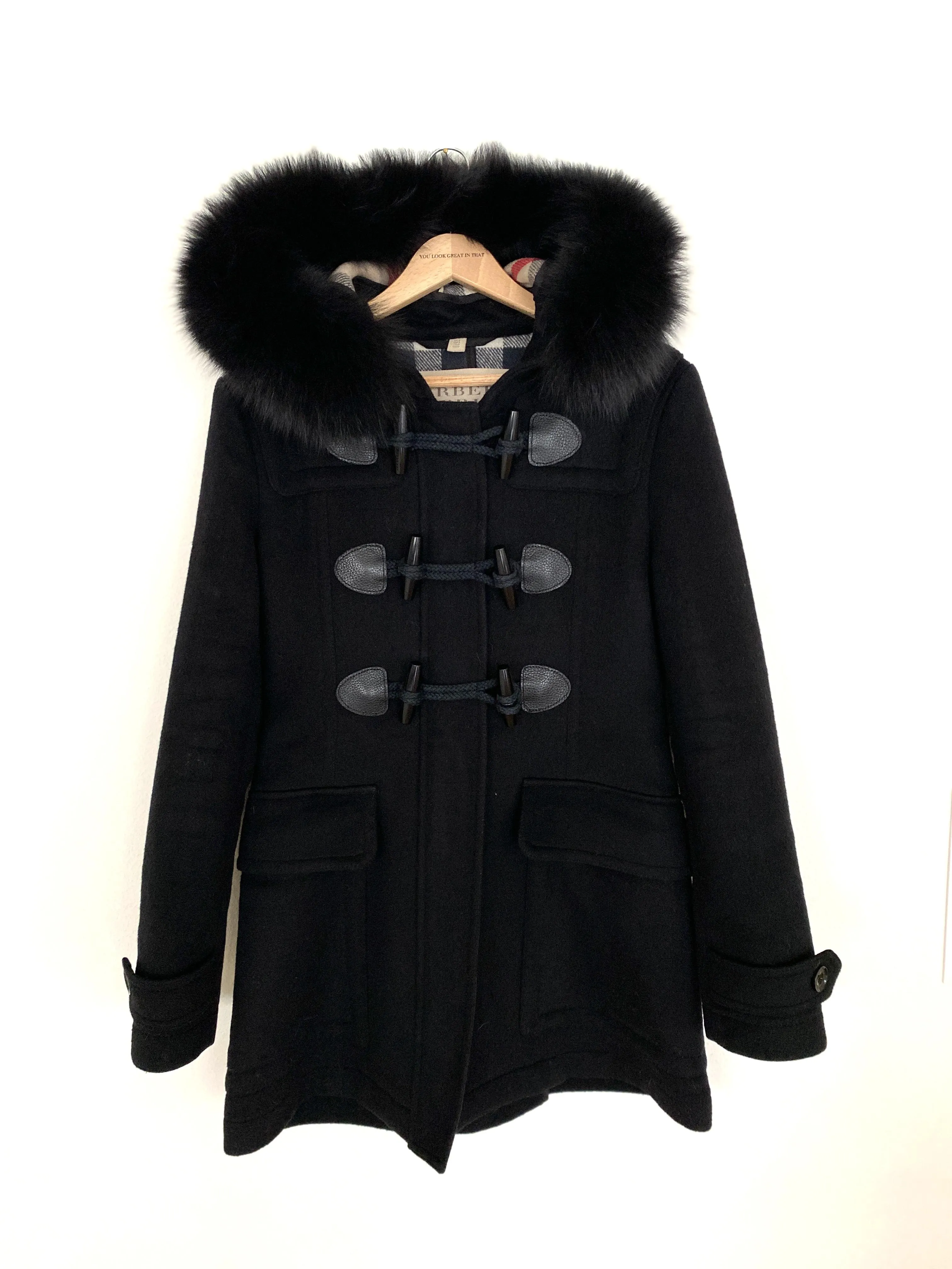 Trendy Inspired Burberry "blackwell" Hooded Duffle Coat With Detachable Trim - Size Uk 8 / Us 6 / Ger 36