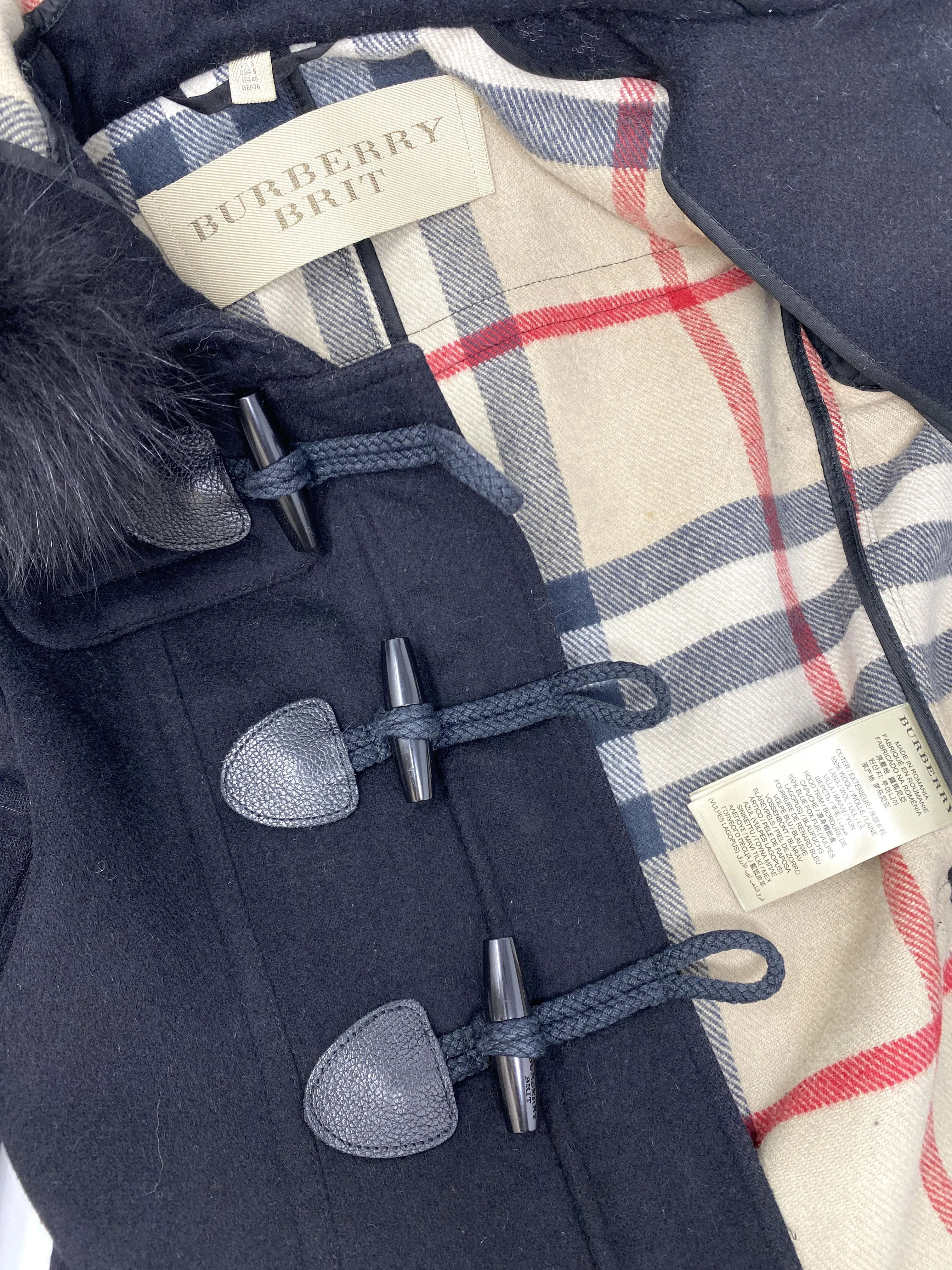 Trendy Inspired Burberry "blackwell" Hooded Duffle Coat With Detachable Trim - Size Uk 8 / Us 6 / Ger 36