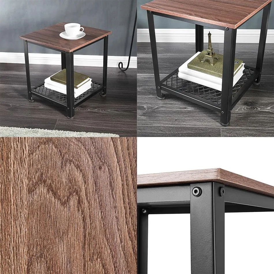 Vernon - Metal Frame Square Double Layer Side Table