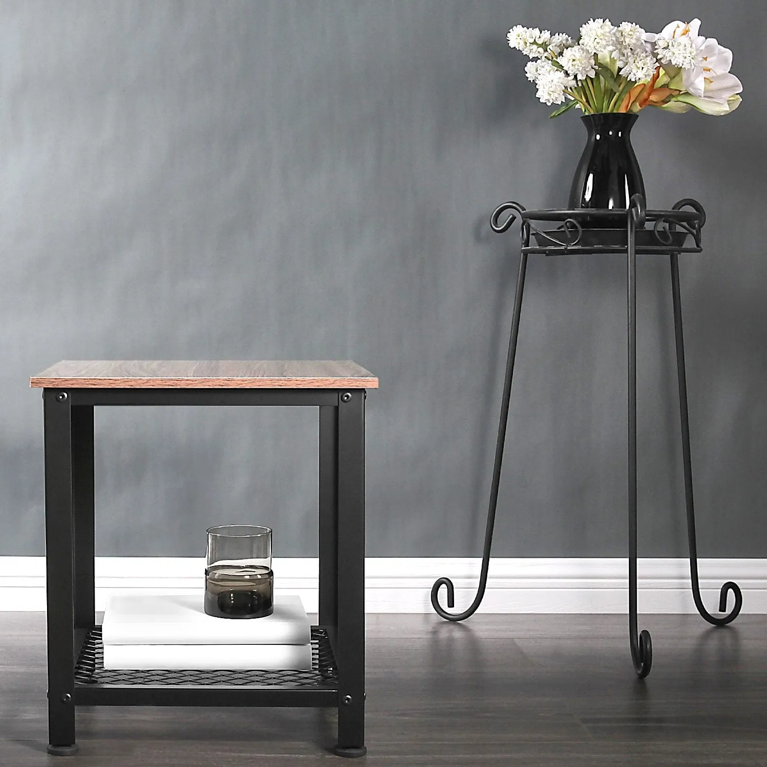 Vernon - Metal Frame Square Double Layer Side Table