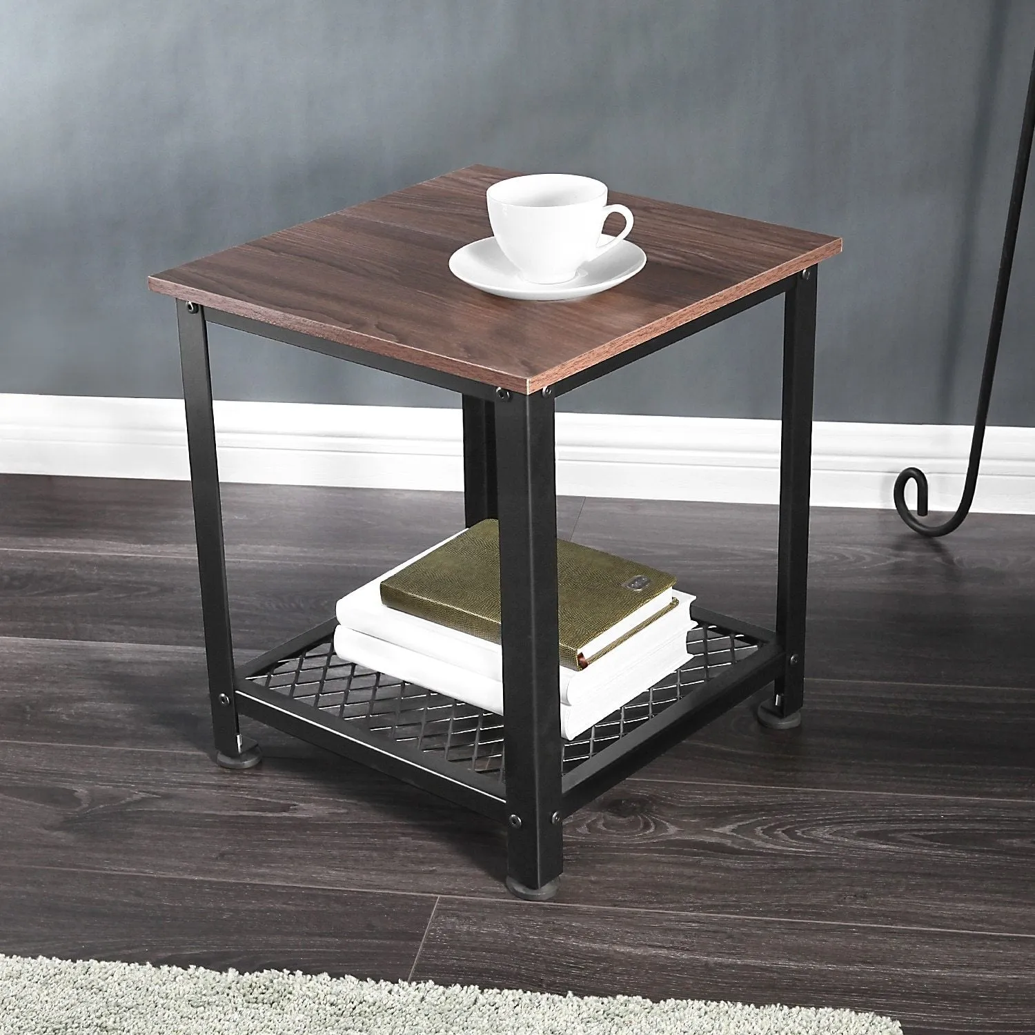 Vernon - Metal Frame Square Double Layer Side Table