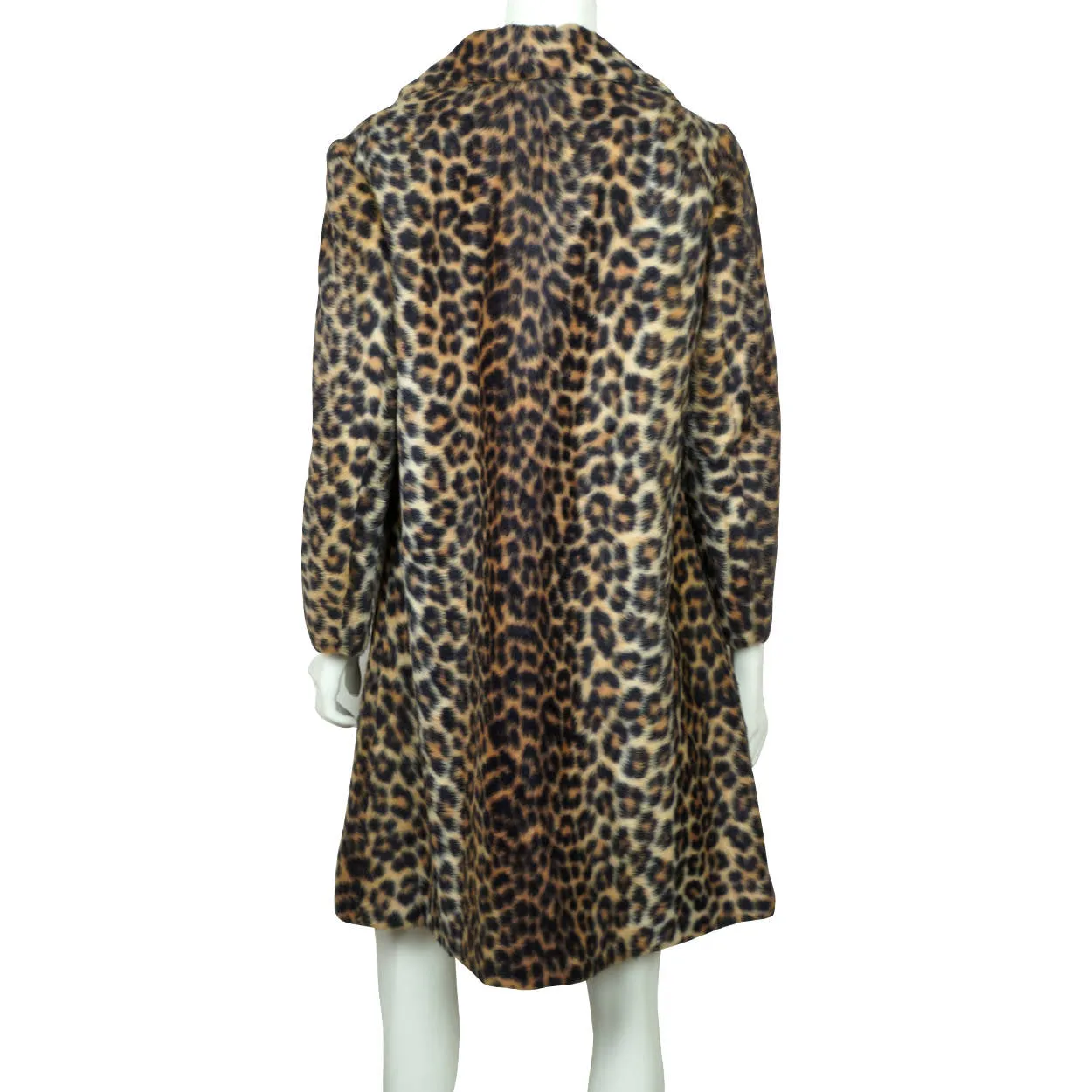 Vintage 1960s Faux Fur Leopard Print Coat Acrylic Pile Ladies Size M