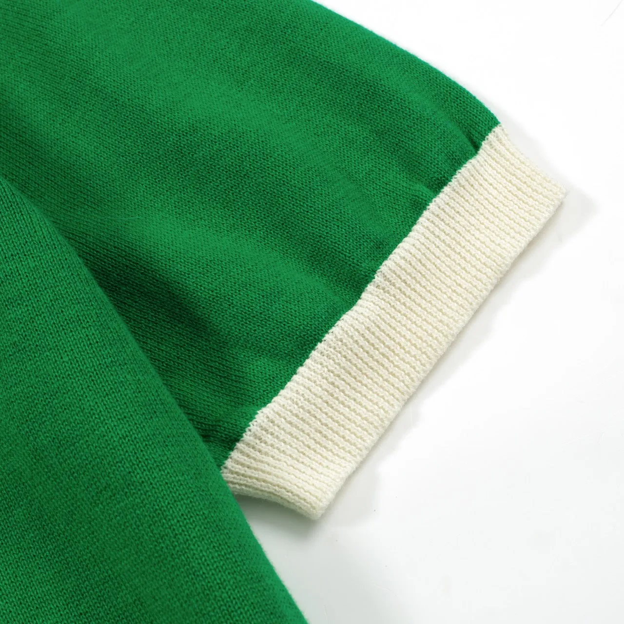 Women Green Knitted short Sleeves Knitwear