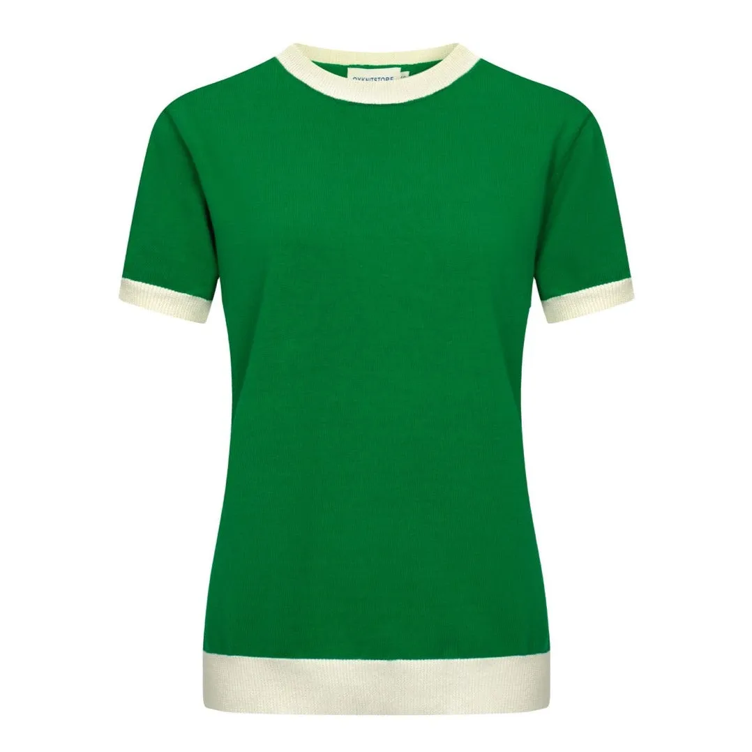 Women Green Knitted short Sleeves Knitwear