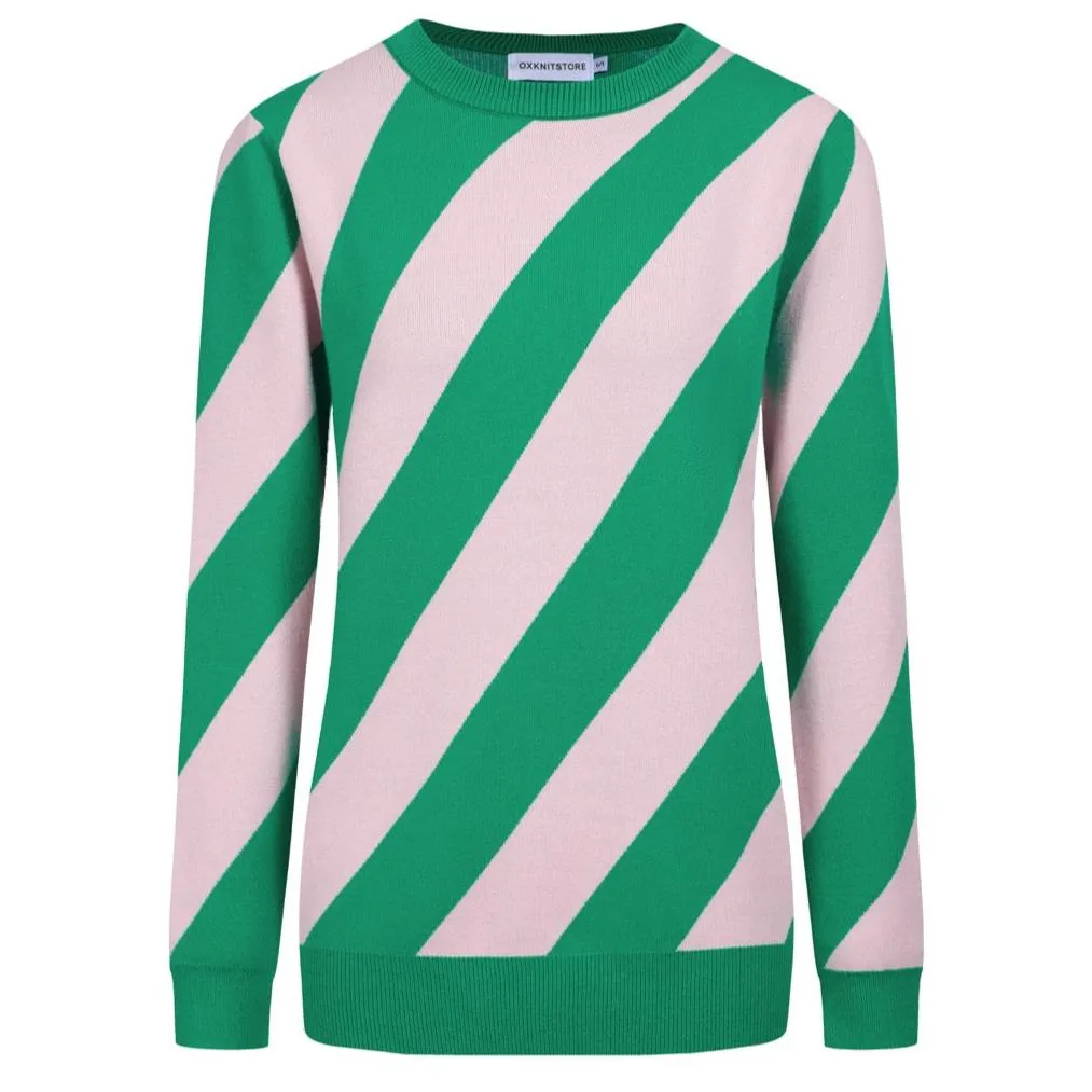 Women's vintage green striped knit T-shirt